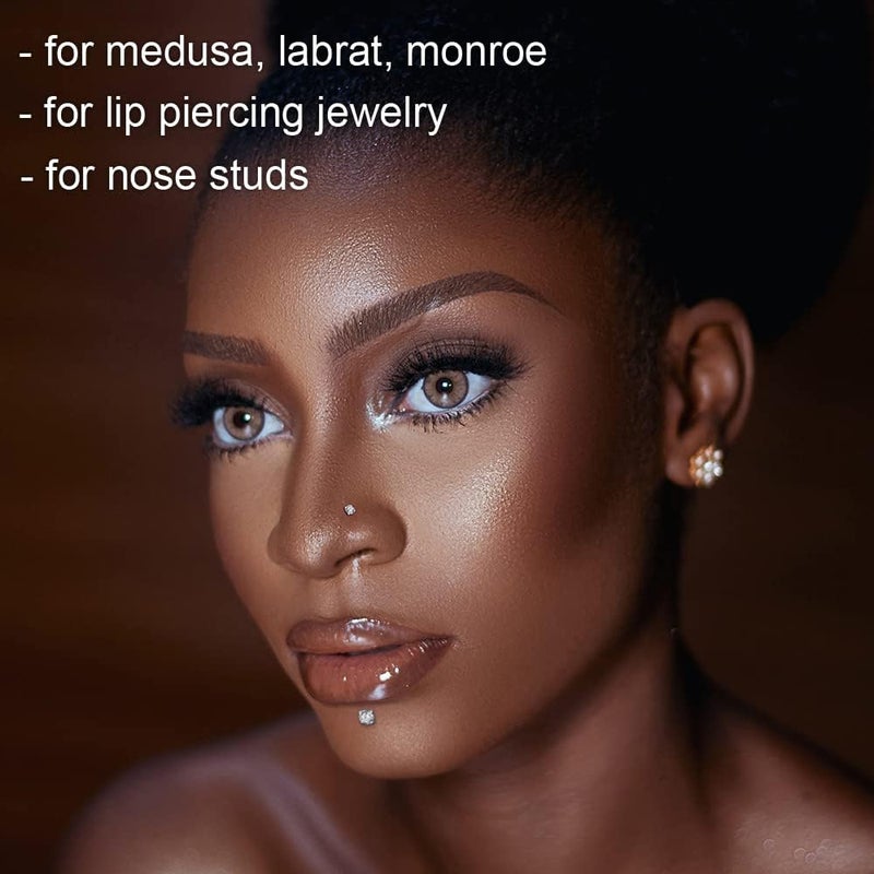 PunkTracker 16g/18g/20g Titanium Steel Threadless Flat Back Cartilage Earrings for Helix/Tragus/Conch/Daith/Earlobe - Nose Studs Lip Rings Labret Monroe Piercing Jewelry for Women Men 2PCS - Image 4
